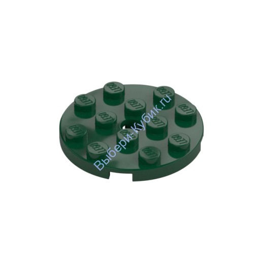 Деталь Лего Пластина Круглая 4 х 4 С Отверстием Цвет Темно-Зеленый