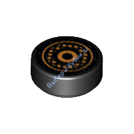 Деталь Лего Плитка Круглая 1 х 1 С Рисунком Цвет Черный