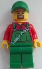Overalls Farmer Green, Green Cap with Hole, Brown Moustache and Goatee