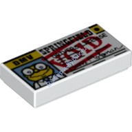 Деталь Лего Плитка 1 х 2 Водительское Удостоверение Симпсоны Цвет Белый