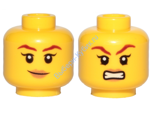 Деталь Лего Голова Минифигурки Женская Двусторонняя Цвет Желтый