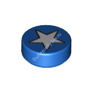 Деталь Лего Плитка Круглая 1 х 1 С Рисунком Цвет Синий