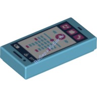Деталь Лего Плитка 1 х 2 Смартфон с Плеером Цвет Умеренно-Лазурный