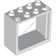 Деталь Лего Окно 2 х 4 х 3 Рама - Открытые Штырьки Цвет Белый