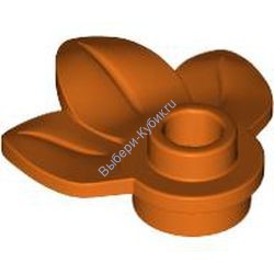 Деталь Лего Пластина Круглая 1 х 1 С 3 Листьями Цвет Красно-Оранжевый