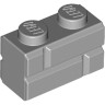 Деталь Лего Кубик Модифицированный 1 х 2 С Кирпичным Профилем Цвет Светло-Серый