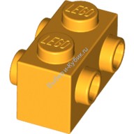 Деталь Лего Кубик Модифицированный 1 х 2 С Штырьками С Двух Сторон Цвет Ярко-Светло-Оранжевый