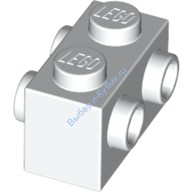 Деталь Лего Кубик Модифицированный 1 х 2 С Штырьками С Двух Сторон Цвет Белый