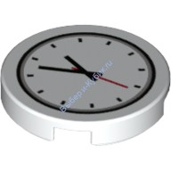 Деталь Лего Плитка Круглая 2 х 2 С Рисунком Часы Цвет Белый