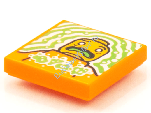 Деталь Лего Плитка 2 х 2 С Рисунком Цвет Оранжевый