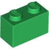 Деталь Лего Кубик 1 х 2 Цвет Зеленый