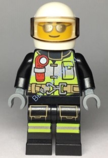 Fire - Reflective Stripes, Black Suit, White Helmet, Silver Sunglasses