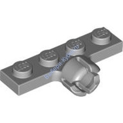 Деталь Лего Пластина 1 x 4 С Гнездом Для Шарового Шарнира (Короткая, С 4 Прорезями) Цвет Светло-Серый