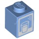 Деталь Лего Кубик С Рисунком 1 х 1 Пакет Молока Цвет Голубой