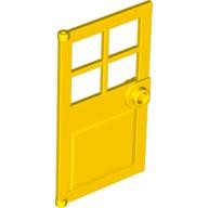 Деталь Лего Дверь 1 х 4 х 6 С Четырьмя Окнами И Штырьком - Ручкой Цвет Желтый