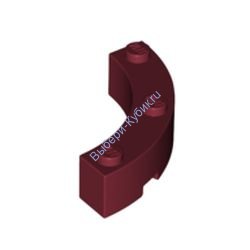 Деталь Лего Кубик Круглый Угол 4 х 4 С Тремя Шляпками Цвет Темно-Красный