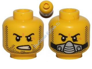 Деталь Лего Голова Минифигурки Двусторонняя Цвет Желтый
