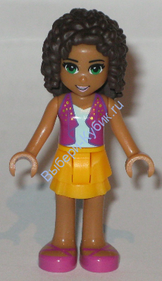 Friends Andrea, Bright Light Orange Layered Skirt, Magenta Vest Top (41134)