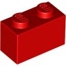 Деталь Лего Кубик 1 х 2 Цвет Красный