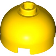 Кубик Круглый 2 х 2 Верх Купола С Пустотелой Шляпкой, 'X' Креплением Под Ось И '+' Ориентацией, Цвет: Желтый