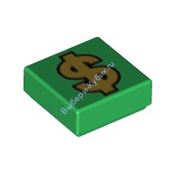 Деталь Лего Плитка 1 х 1 С Золотым Значком Доллара Цвет Зеленый