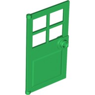Деталь Лего Дверь 1 х 4 х 6 С Четырьмя Окнами И Штырьком - Ручкой Цвет Зеленый