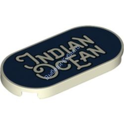 Деталь Лего Плитка Круглая 2 х 4 Овальная С Рисунком Цвет Светящийся в Темноте Белый