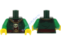 Б/У!!!! Деталь Лего Торс С Рисунком Цвет Темно-Зеленый