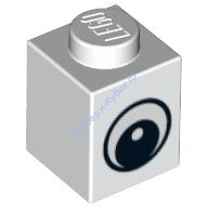 Деталь Лего Кубик С Рисунком 1 х 1 Глаз Цвет Белый