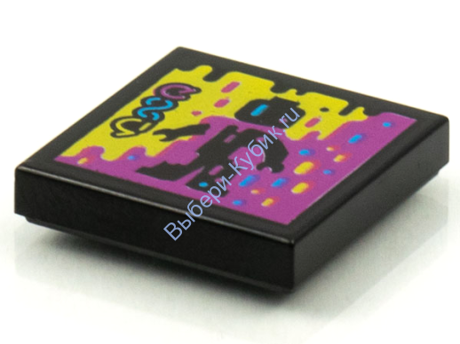 Деталь Лего Плитка 2 х 2 С Рисунком Цвет Черный