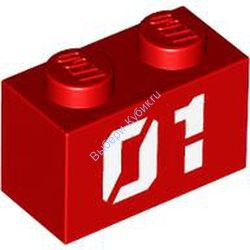 Деталь Лего Кубик С Рисунком 1 х 2 Цвет Красный