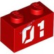 Деталь Лего Кубик С Рисунком 1 х 2 Цвет Красный
