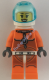 Astronaut - Female, Orange Spacesuit with Dark Bluish Gray Lines, Trans Light Blue Large Visor, Open Mouth Smile