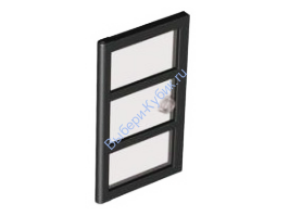 Деталь Лего Дверь 1 х 4 х 6 С Прозрачным Стеклом Тремя Разделительными Панелями И Ручкой Цвет Черный