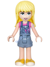 Friends Stephanie, Denim Overall Skirt, Dark Pink Top