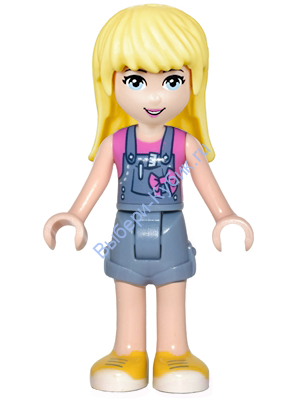 Friends Stephanie, Denim Overall Skirt, Dark Pink Top