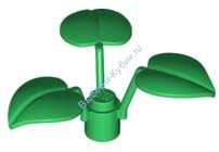 Деталь Аналог Совместимый С Лего Цветочный Стебель 1 х 1 х 2/3 С 3 Большими Листьями Цвет Зеленый Матовый Мягкий 