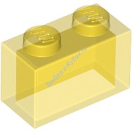 Деталь Лего Кубик 1 х 2 Без Нижних Креплений Цвет Прозрачно-Желтый