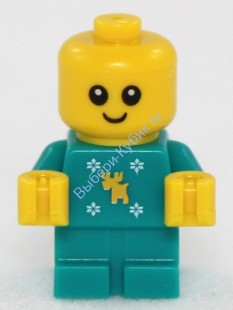 Baby - Dark Turquoise Body with Moose and Snowflakes and Yellow Hands