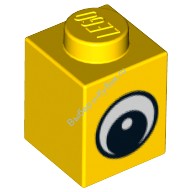 Деталь Лего Кубик С Рисунком 1 х 1 Глаз Цвет Желтый