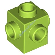 Деталь Лего Кубик Модифицированный 1 х 1 С Штырьками С 4 Сторон Цвет Лайм