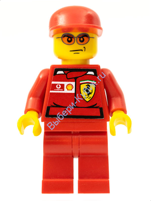 Минифигурка Лего   - Инженер F1 Ferrari 3 - с наклейками на туловище rac037s