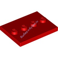 Деталь Лего Плитка Модифицированная 3 х 4 С 4 Штырьками По Центру Цвет Красный