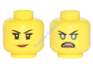 Деталь Лего Голова Минифигурки Двусторонняя Цвет Желтый