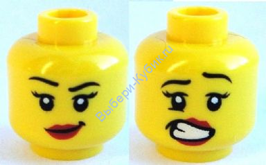 Деталь Лего Голова Минифигурки Двусторонняя Женская Цвет Желтый