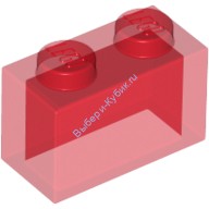 Деталь Лего Кубик 1 х 2 Без Нижних Креплений Цвет Прозрачно-Красный