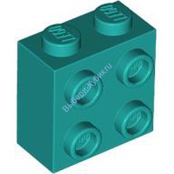 Деталь Лего Кубик Модифицированный 1 x 2 x 1 2/3 С Штырьками На Стороне Цвет Темно-Бирюзовый