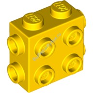 Деталь Лего Кубик Модифицированный 1 х 2 х 1 С Штырьками На 3 Сторонах Цвет Желтый