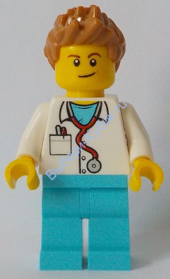 Doctor - Stethoscope, Medium Azure Legs, Medium Dark Flesh Spiked Hair
