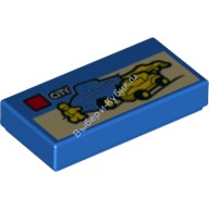 Деталь Лего Плитка 1 X 2 С Рисунком Эвакуатора Багги И Надписью 'City' Цвет Синий